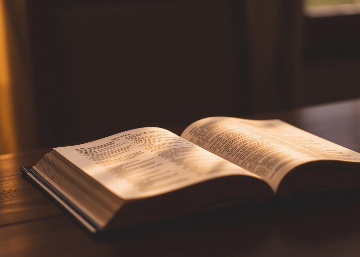 Open Bible in warm sunlight